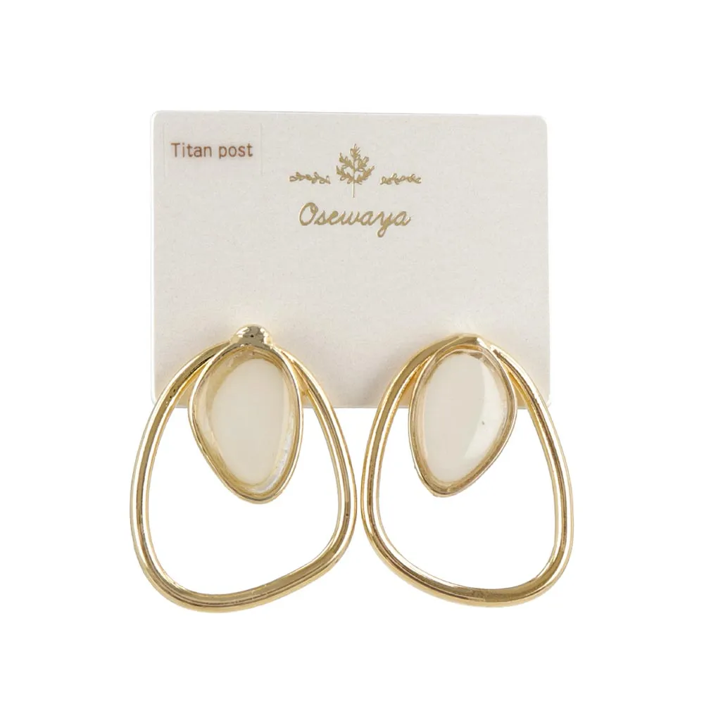 Open Frame Marble Detail Earrings