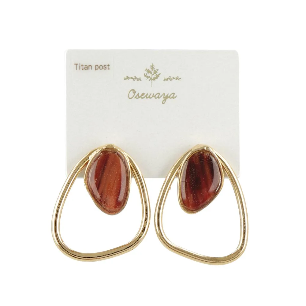 Open Frame Marble Detail Earrings