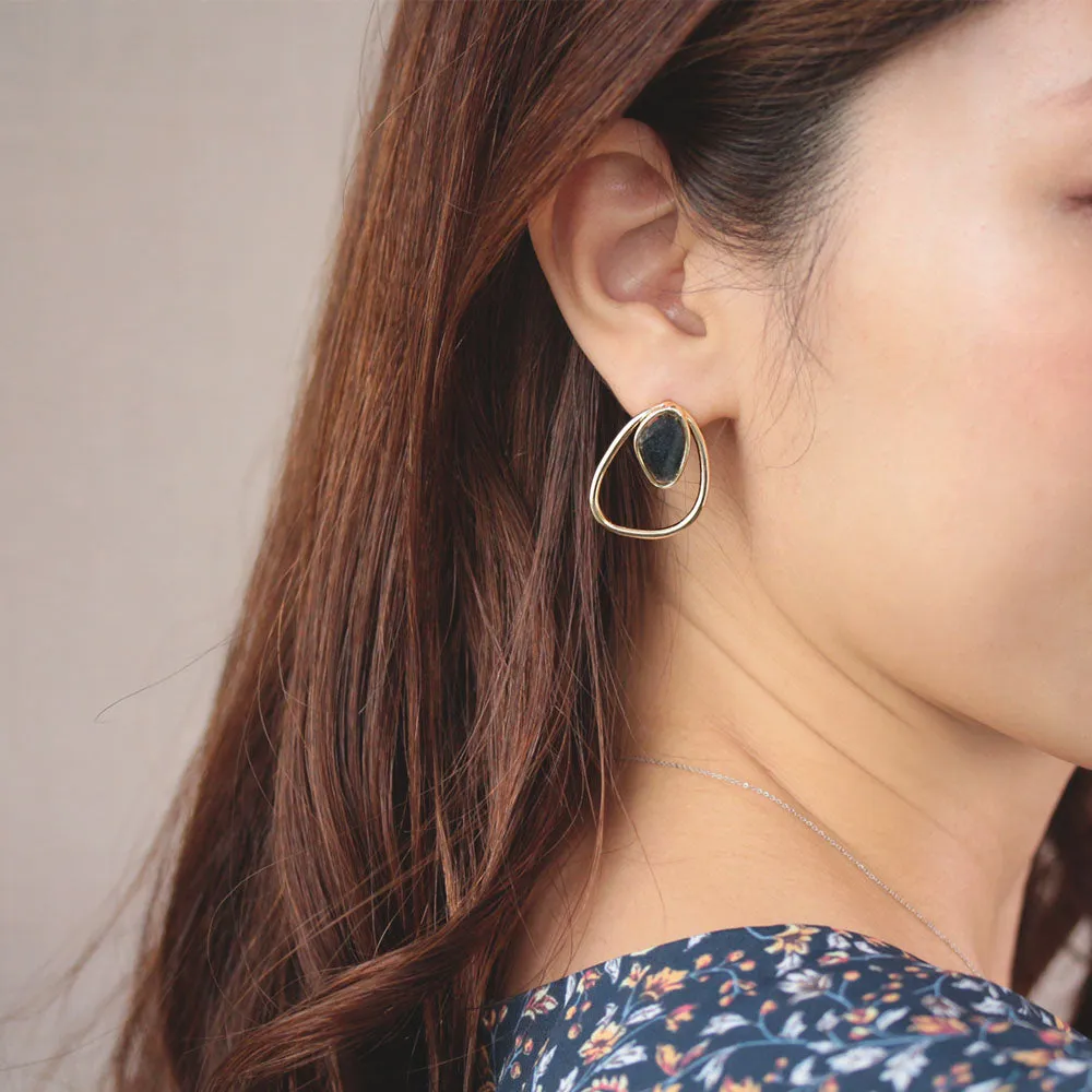 Open Frame Marble Detail Earrings