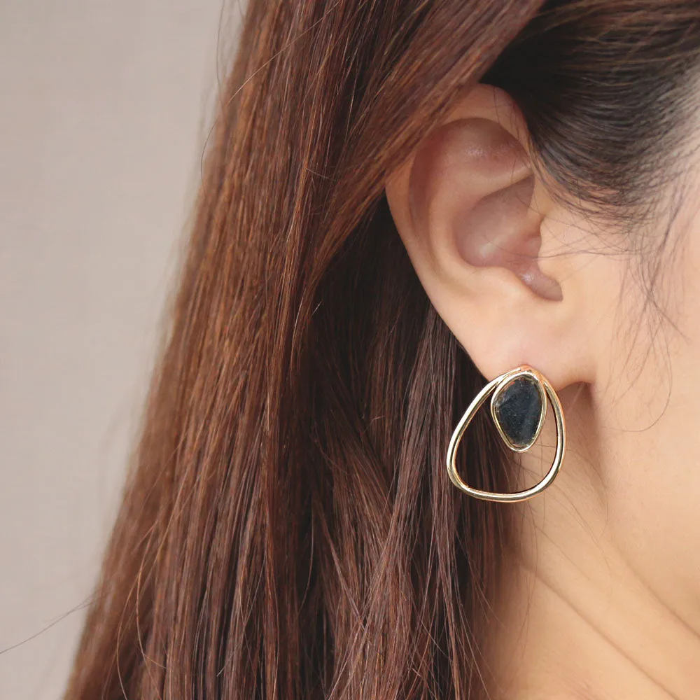 Open Frame Marble Detail Earrings