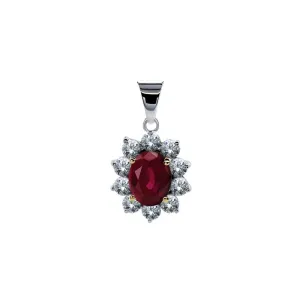 Oval Ruby Cluster Pendant