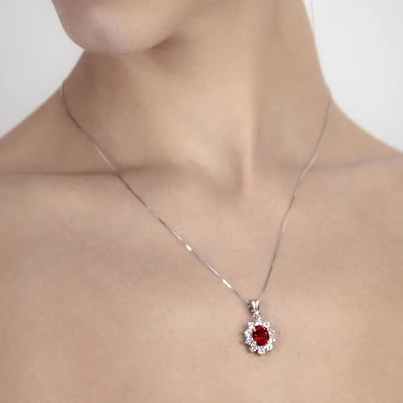 Oval Ruby Cluster Pendant