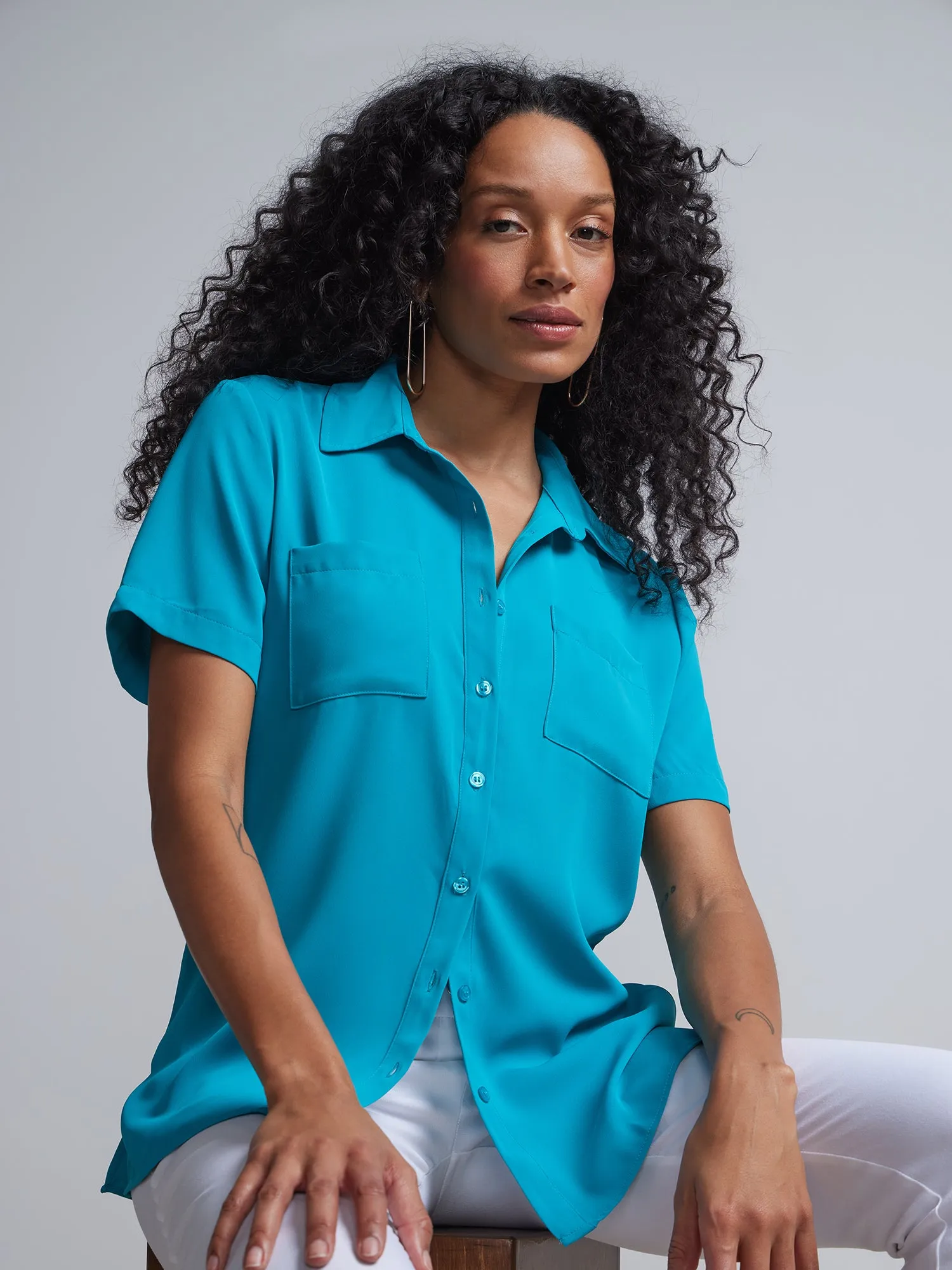 Patch-Pocket Button-Front Shirt