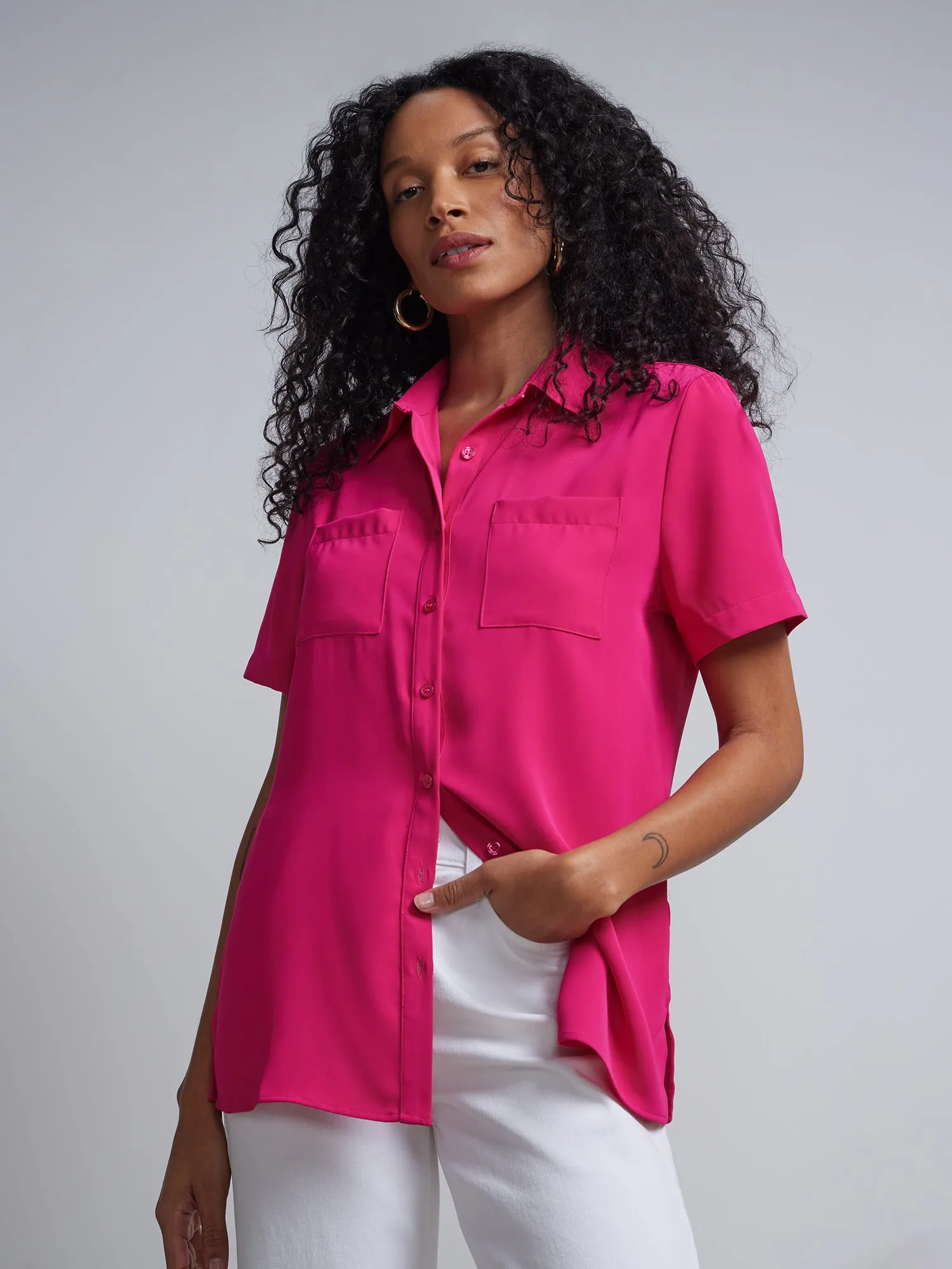 Patch-Pocket Button-Front Shirt