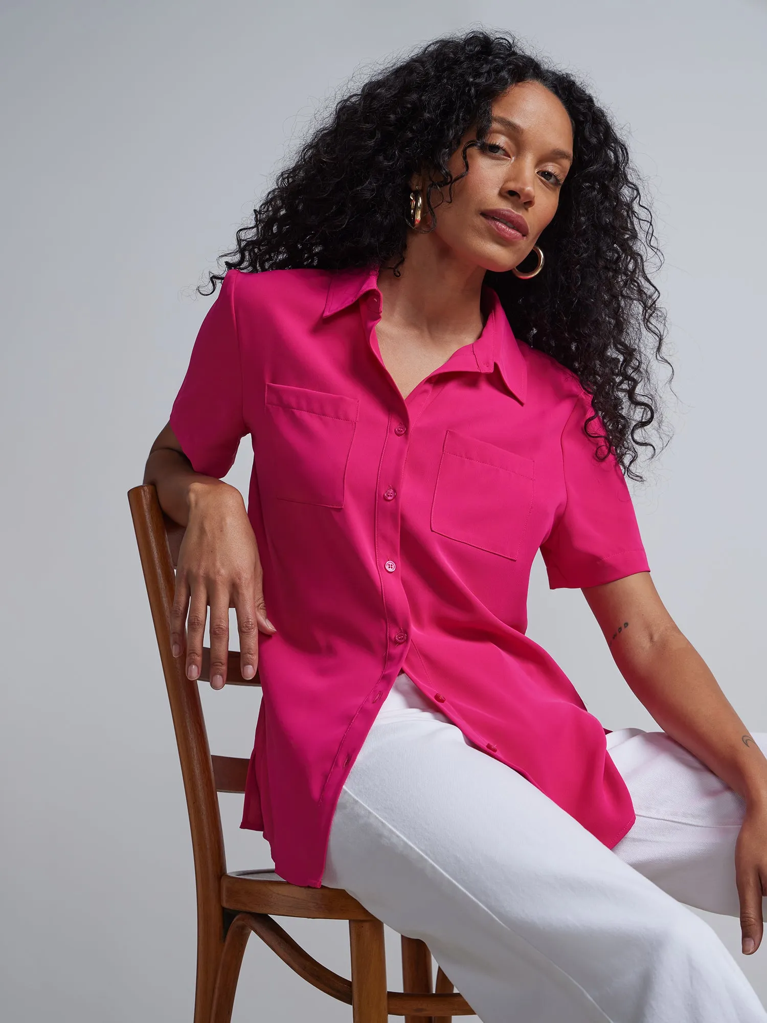 Patch-Pocket Button-Front Shirt