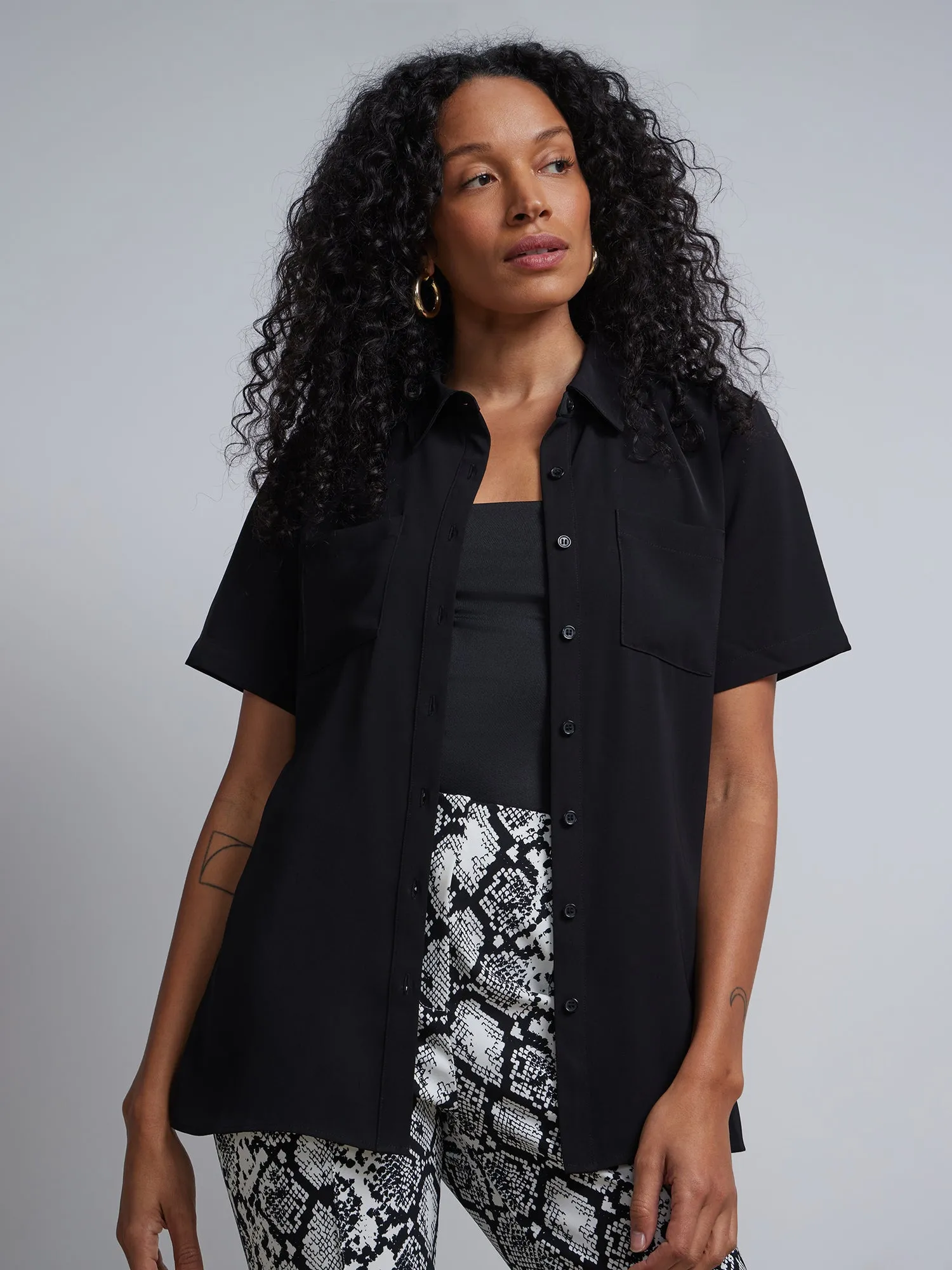 Patch-Pocket Button-Front Shirt