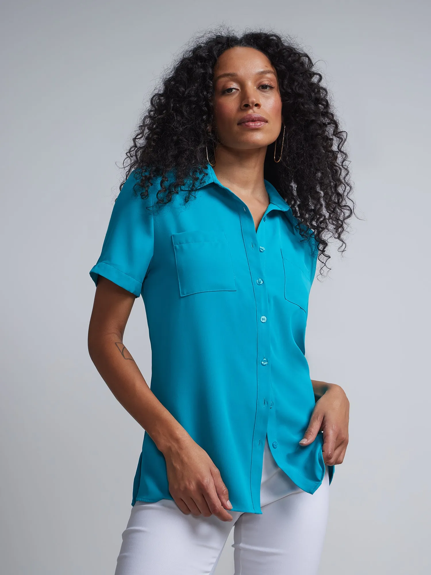 Patch-Pocket Button-Front Shirt