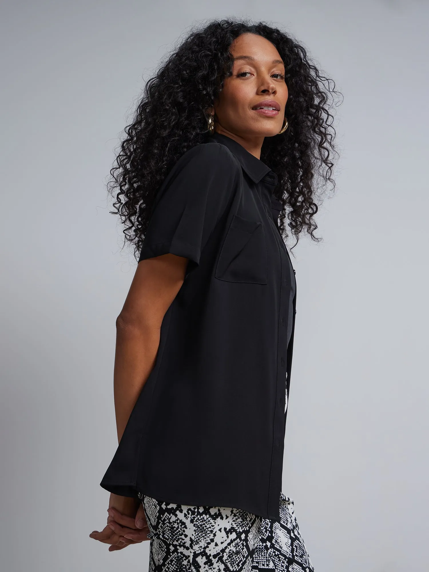 Patch-Pocket Button-Front Shirt
