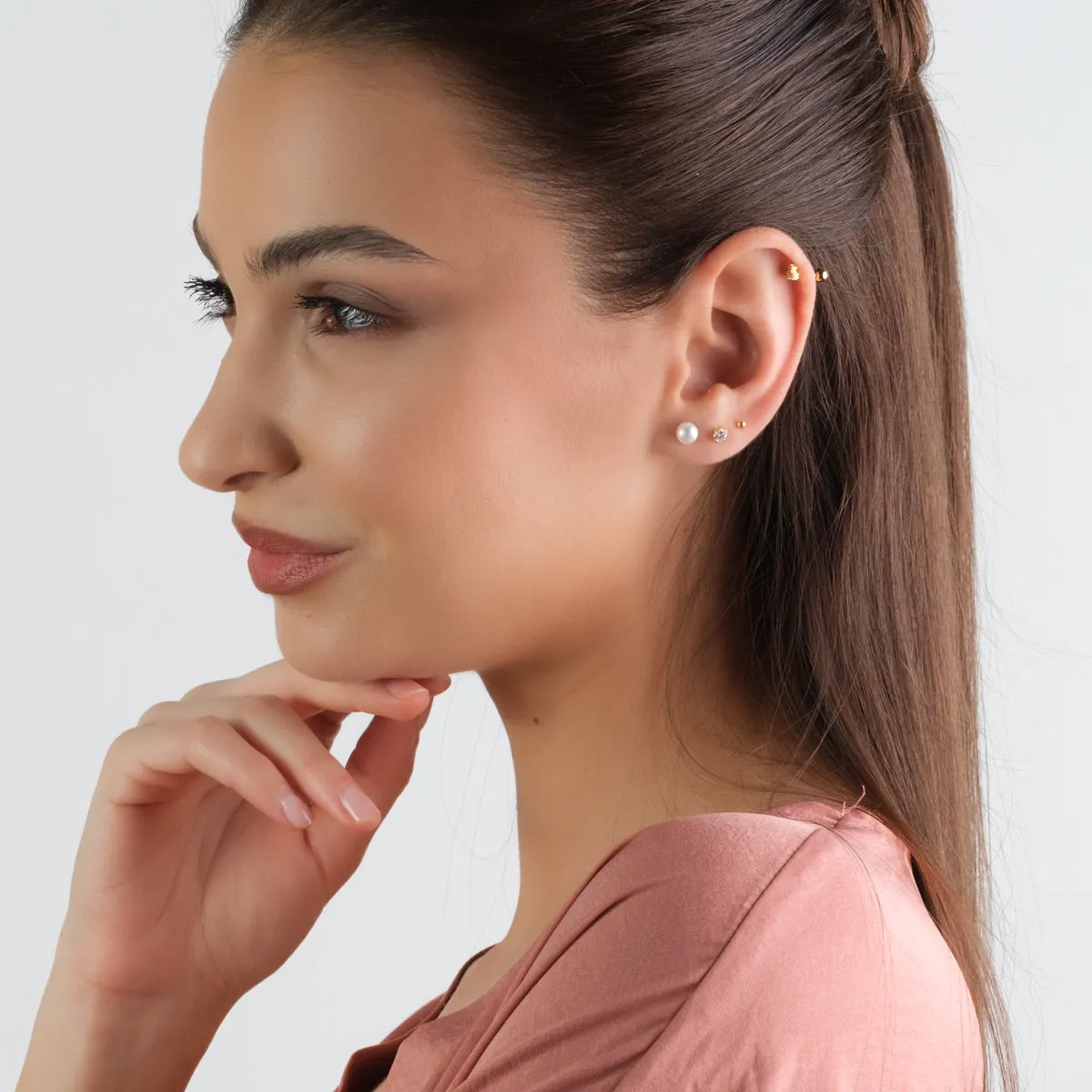 Pearl Titanium Stud Earrings
