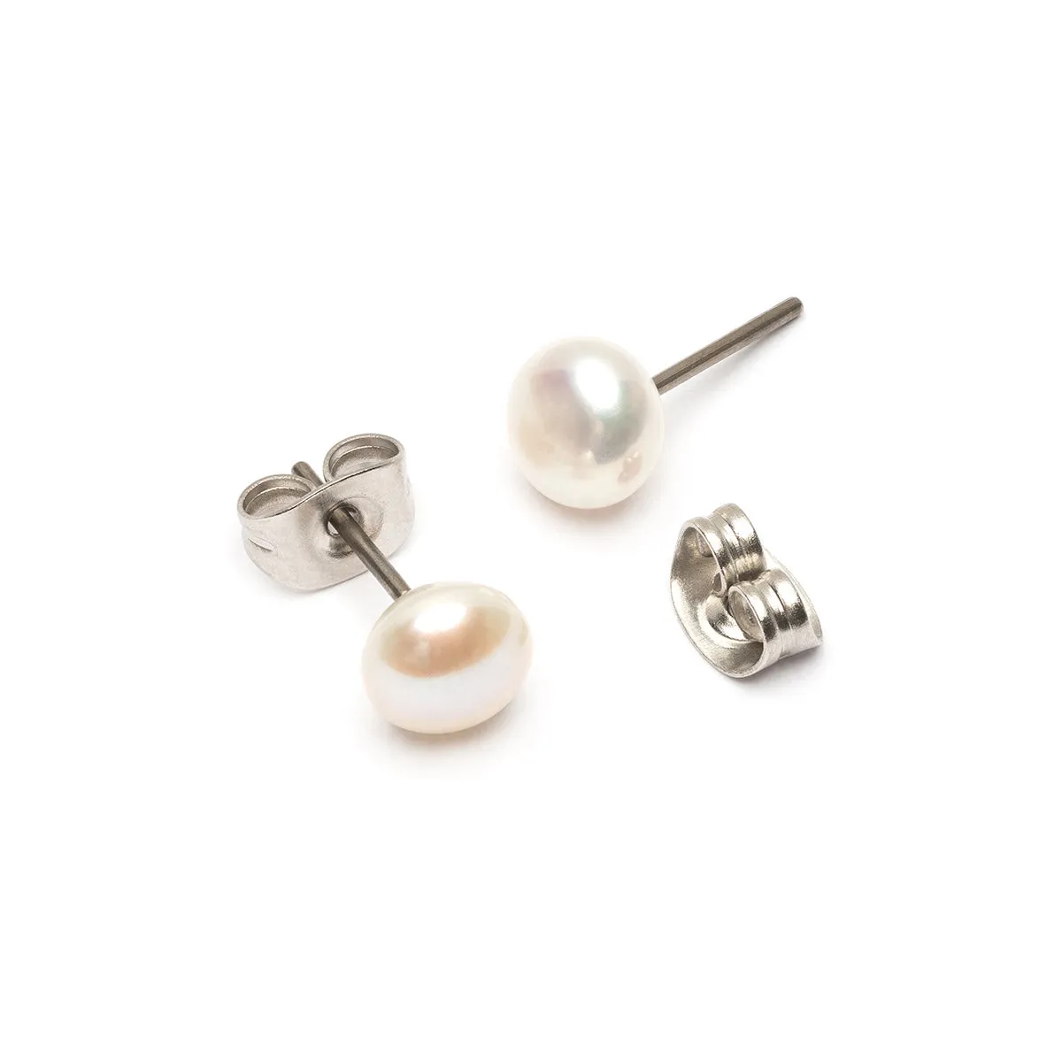 Pearl Titanium Stud Earrings