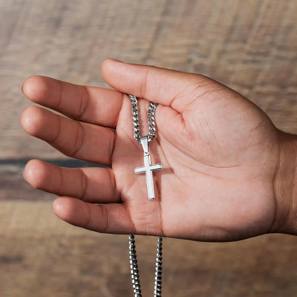 Personalized To My Son Cross Necklace from Mom, Stand Tall, If You Fall, I'll Always be There