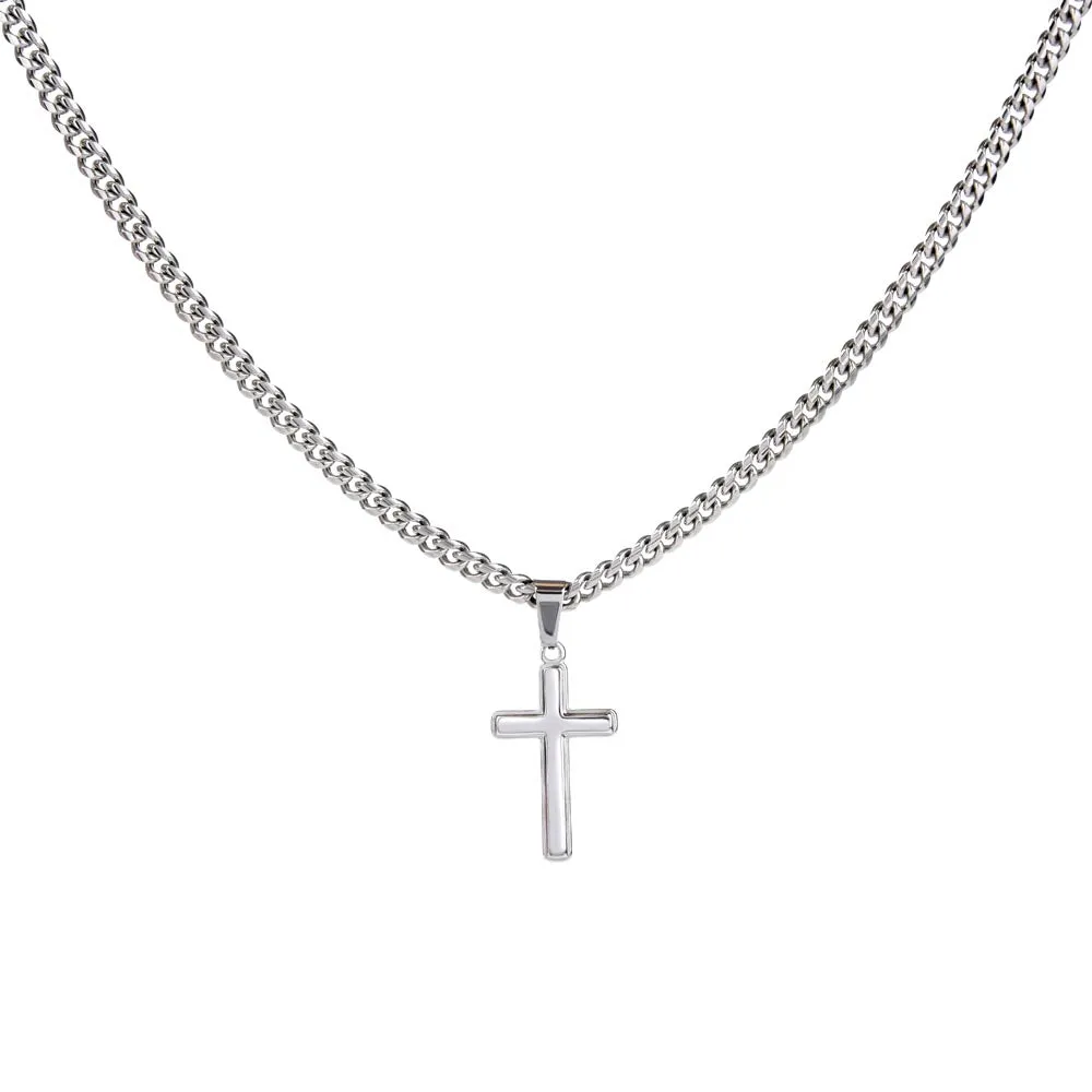 Personalized To My Son Cross Necklace from Mom, Stand Tall, If You Fall, I'll Always be There