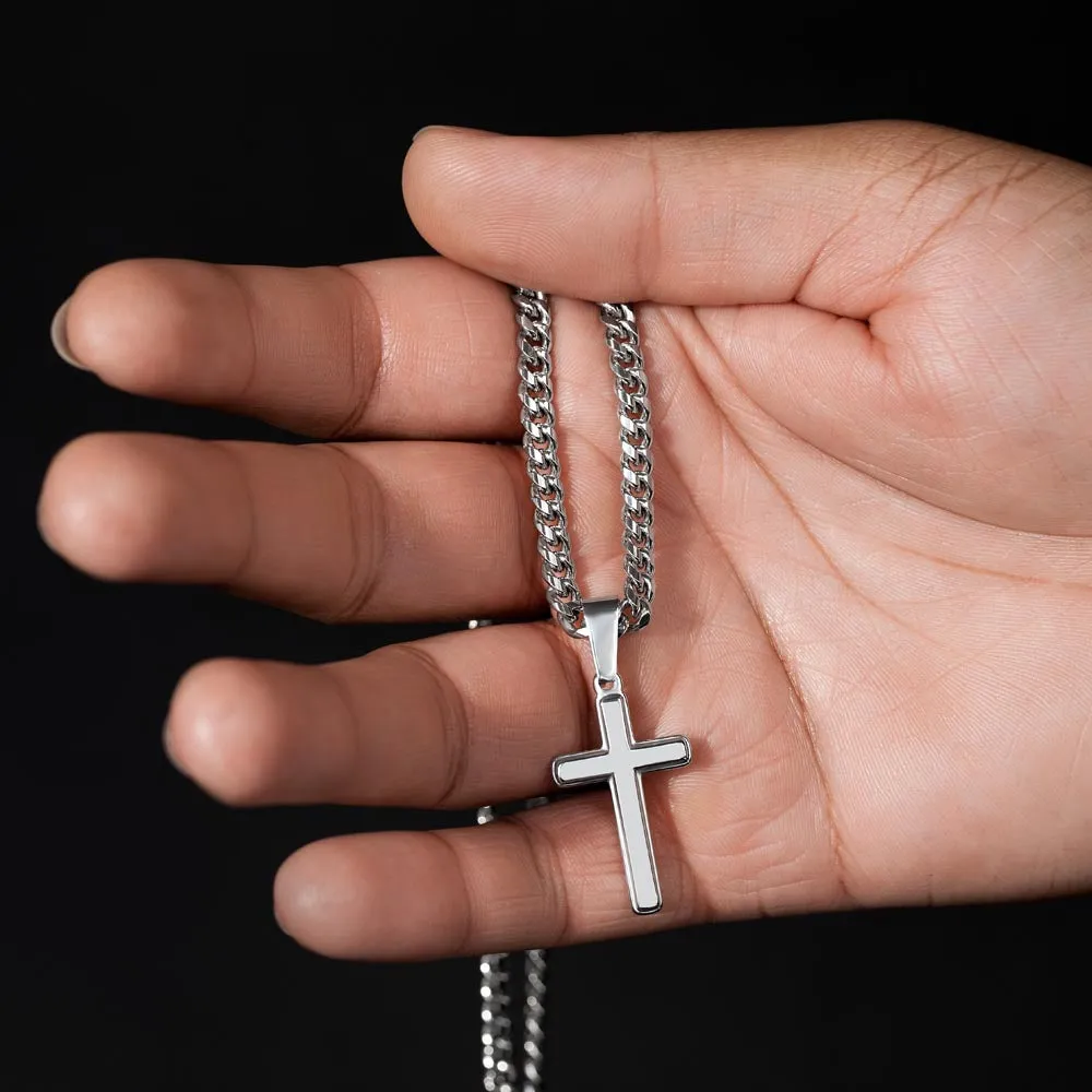 Personalized To My Son Cross Necklace from Mom, Stand Tall, If You Fall, I'll Always be There