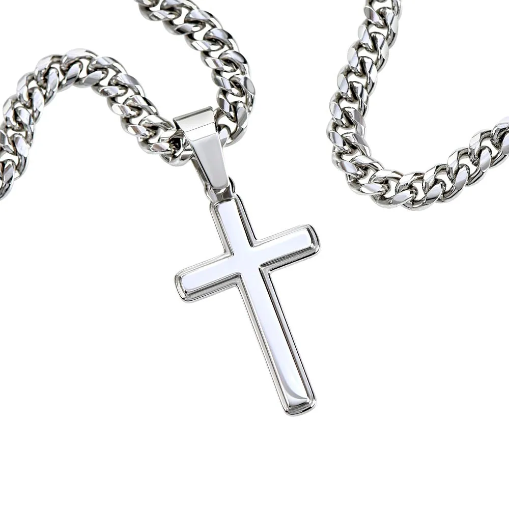Personalized To My Son Cross Necklace from Mom, Stand Tall, If You Fall, I'll Always be There