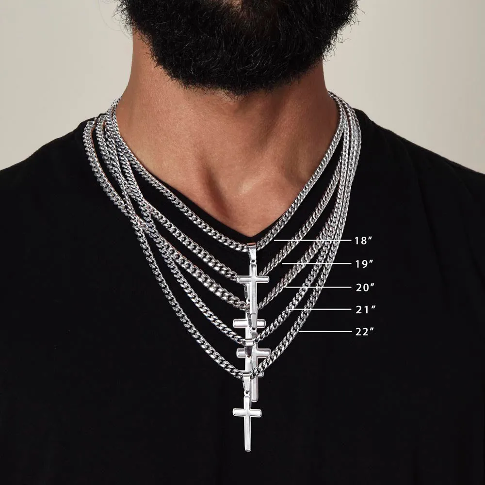 Personalized To My Son Cross Necklace from Mom, Stand Tall, If You Fall, I'll Always be There
