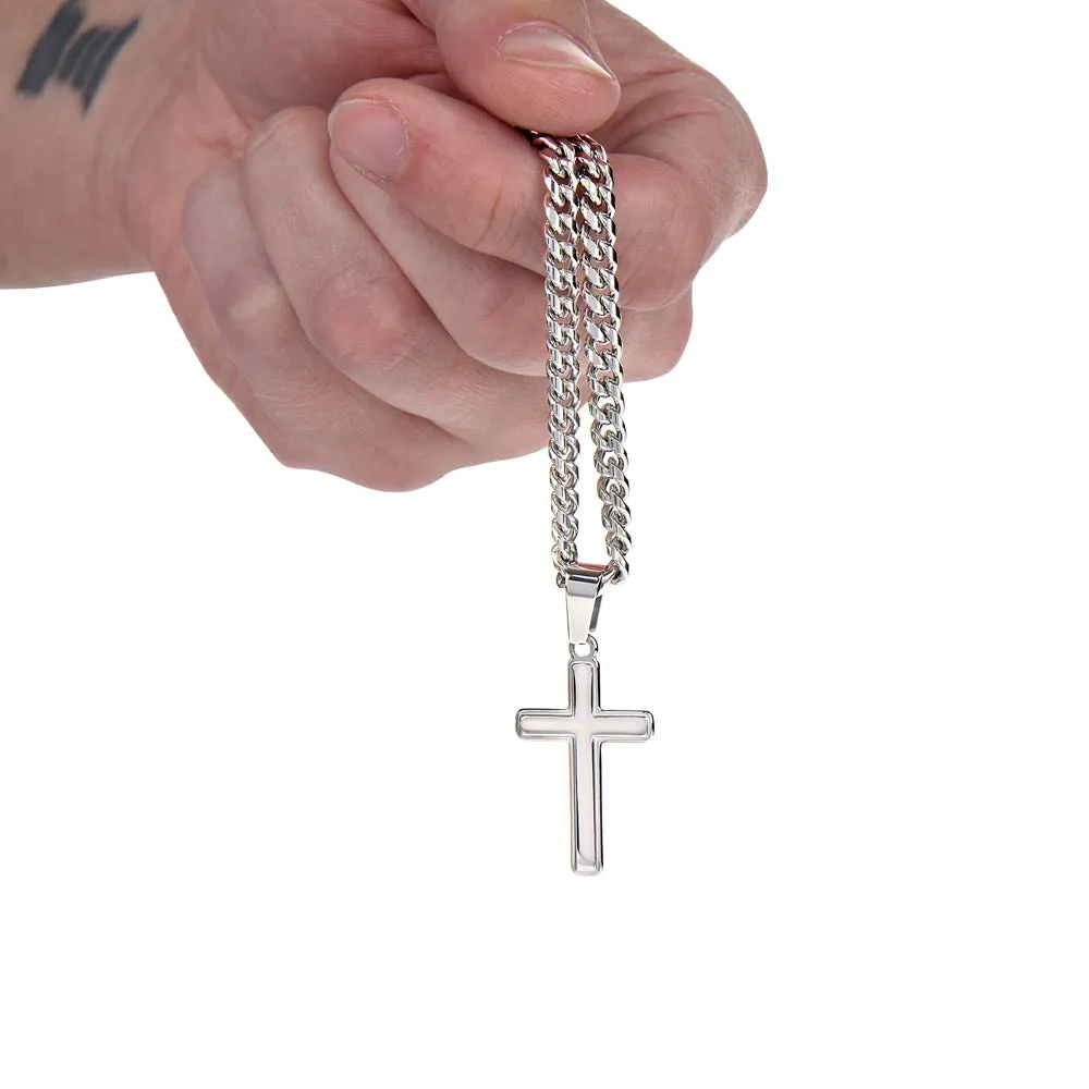 Personalized To My Son Cross Necklace from Mom, Stand Tall, If You Fall, I'll Always be There