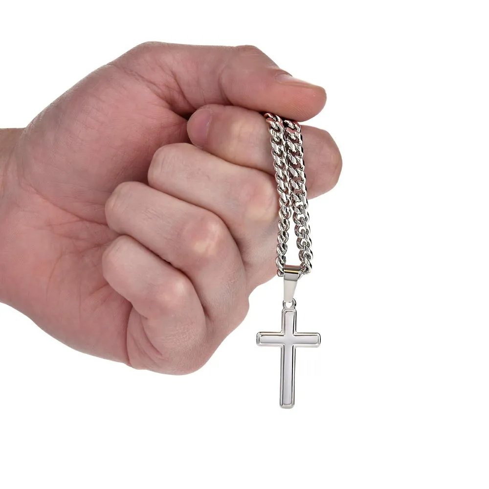 Personalized To My Son Cross Necklace from Mom, Stand Tall, If You Fall, I'll Always be There