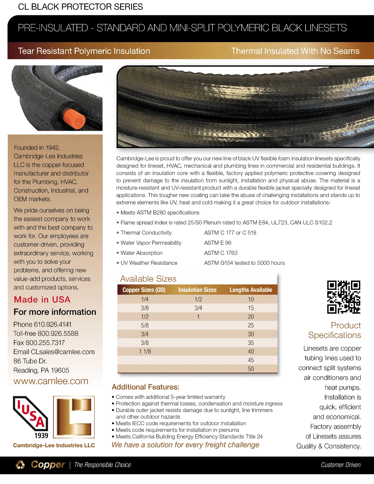 Pre-Insulated 50 Foot x 1/2  OD Copper Coils 1/2  Insulation