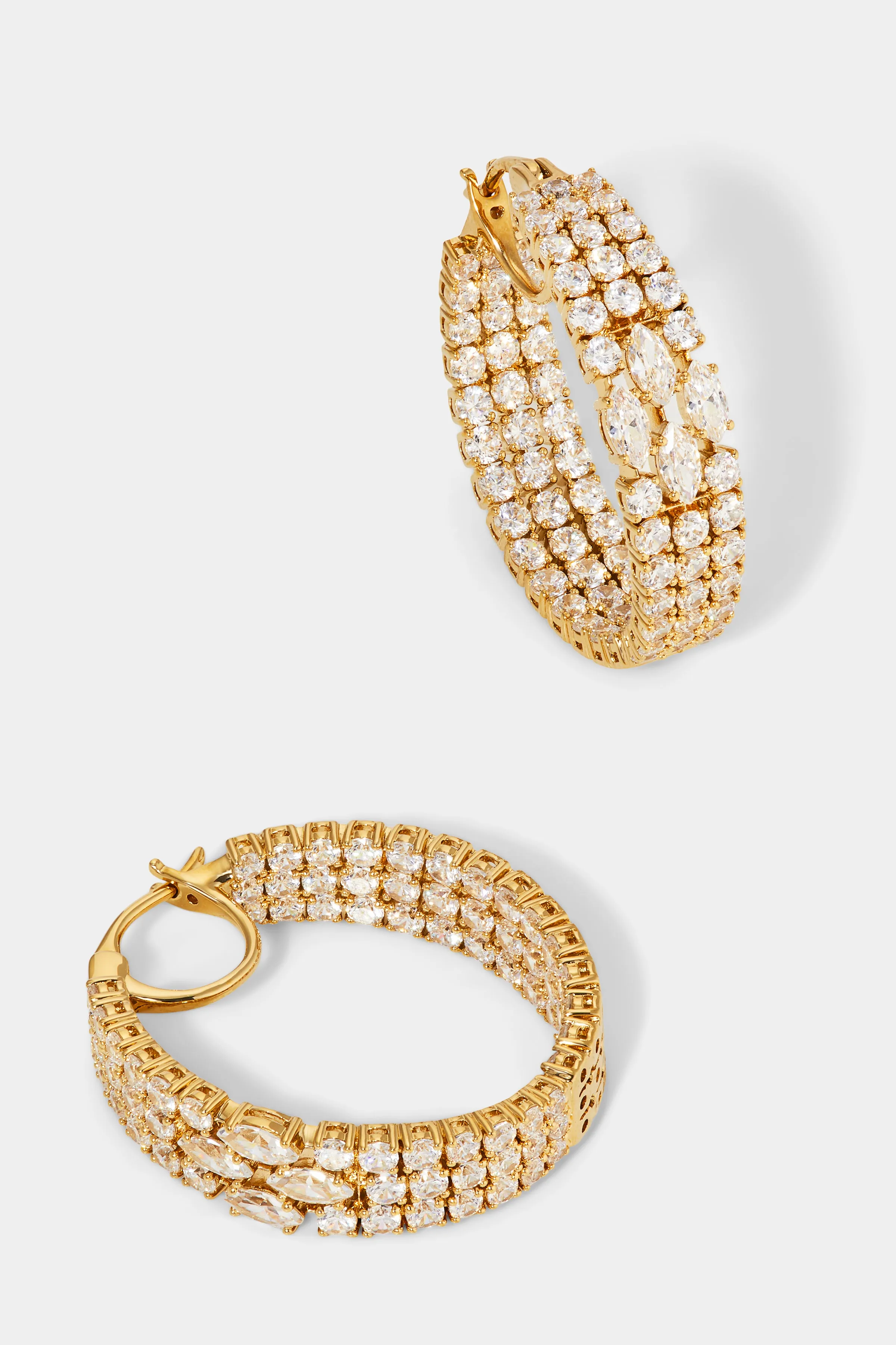 RARE JEWELS MULTI ROW CZ HOOP EARRINGS