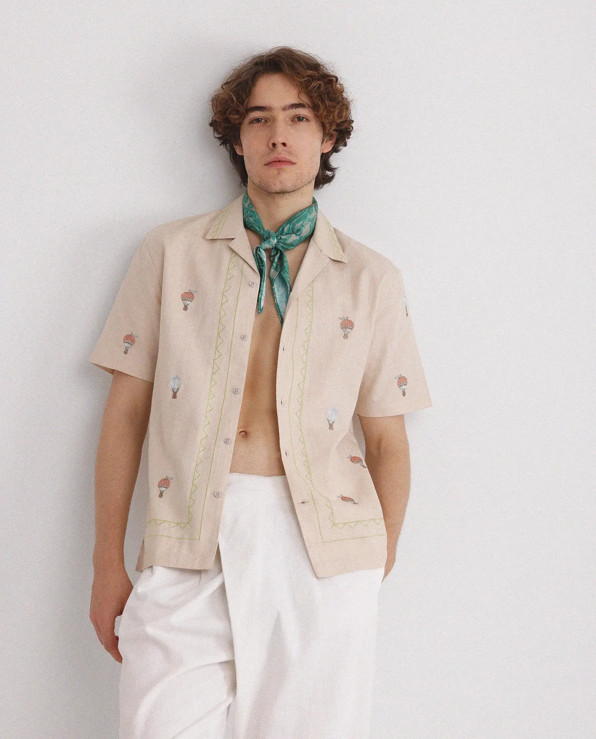 Rare Rabbit Men Albet Off White Cotton Fabric Plain Shirt