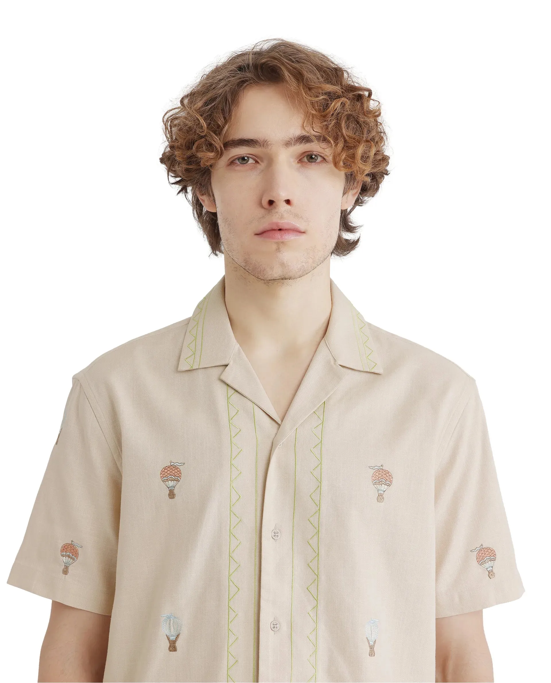 Rare Rabbit Men Albet Off White Cotton Fabric Plain Shirt