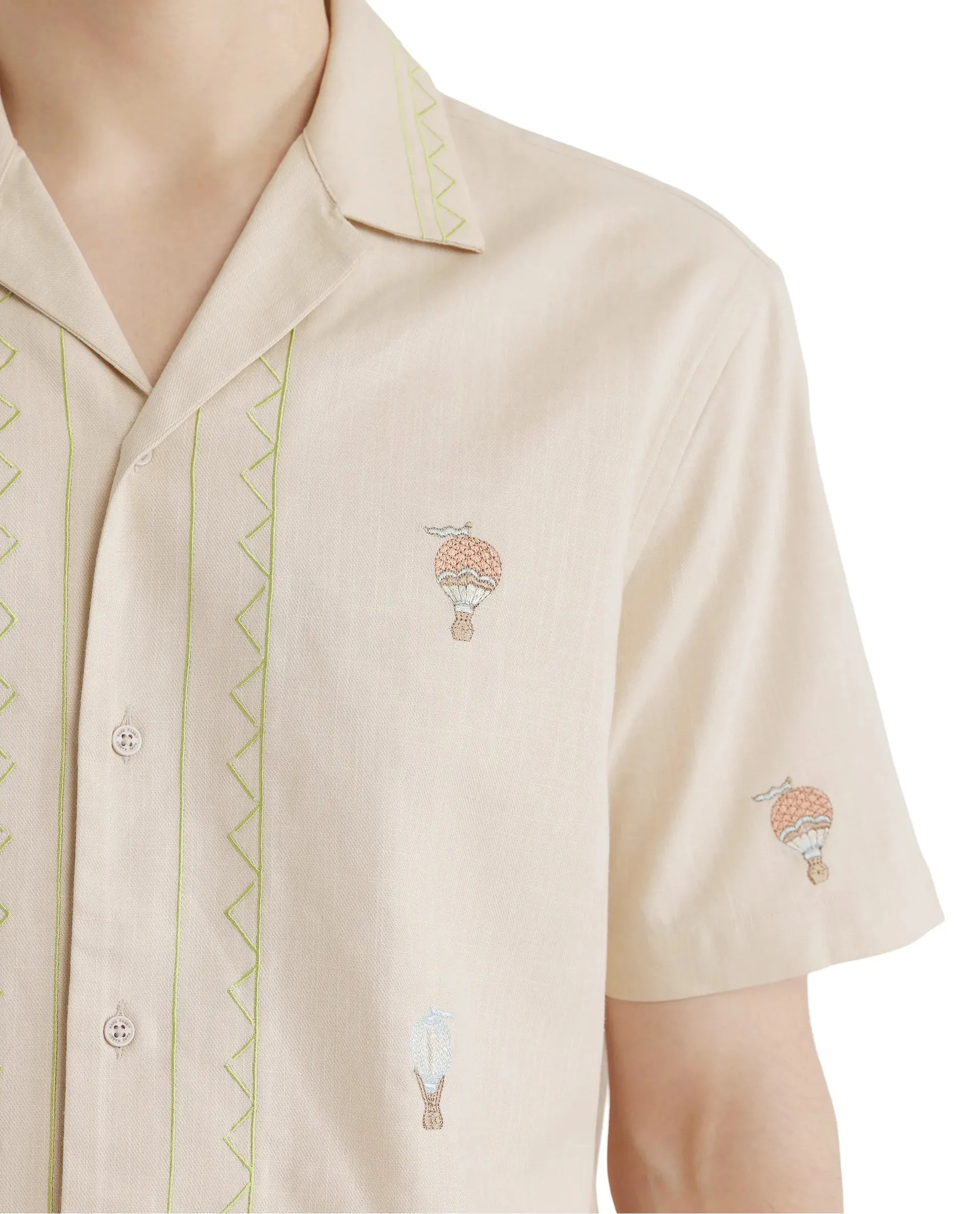 Rare Rabbit Men Albet Off White Cotton Fabric Plain Shirt