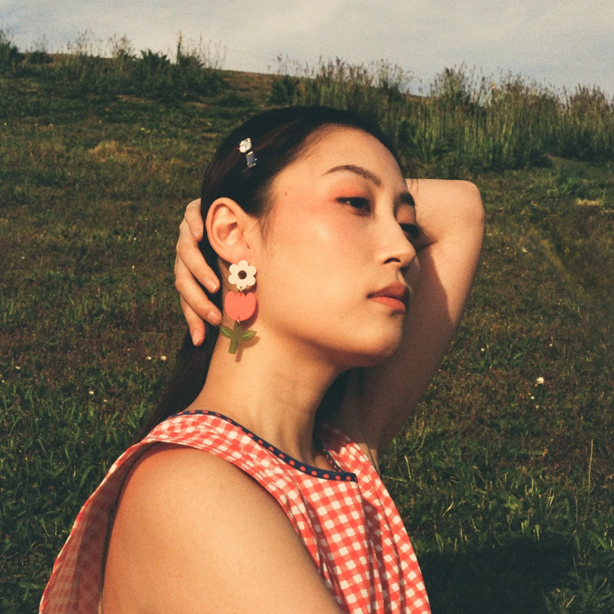 Red Tulip Dangle Earrings