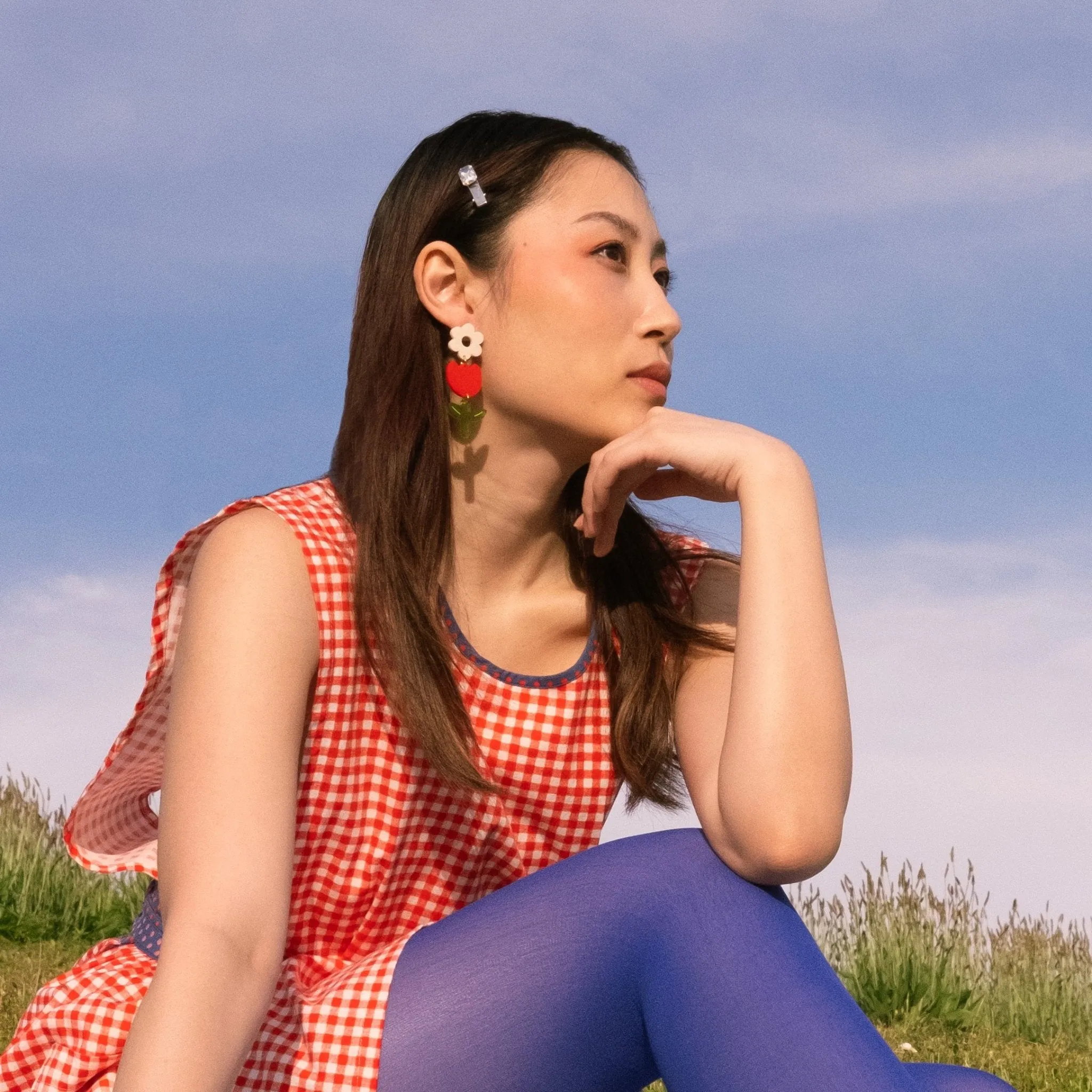 Red Tulip Dangle Earrings