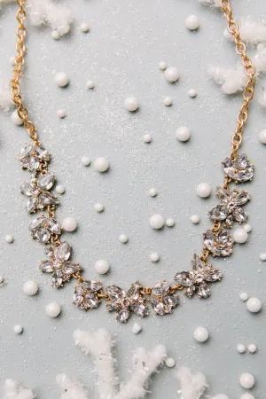 Rhinestone Tiered Floral Necklace