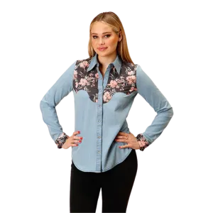 Roper Women's Denim Retro Shirt Blue Shirt