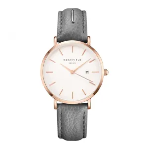 Rosefield September Issue White Dial Grey Leather Strap Watch SIGD-I82