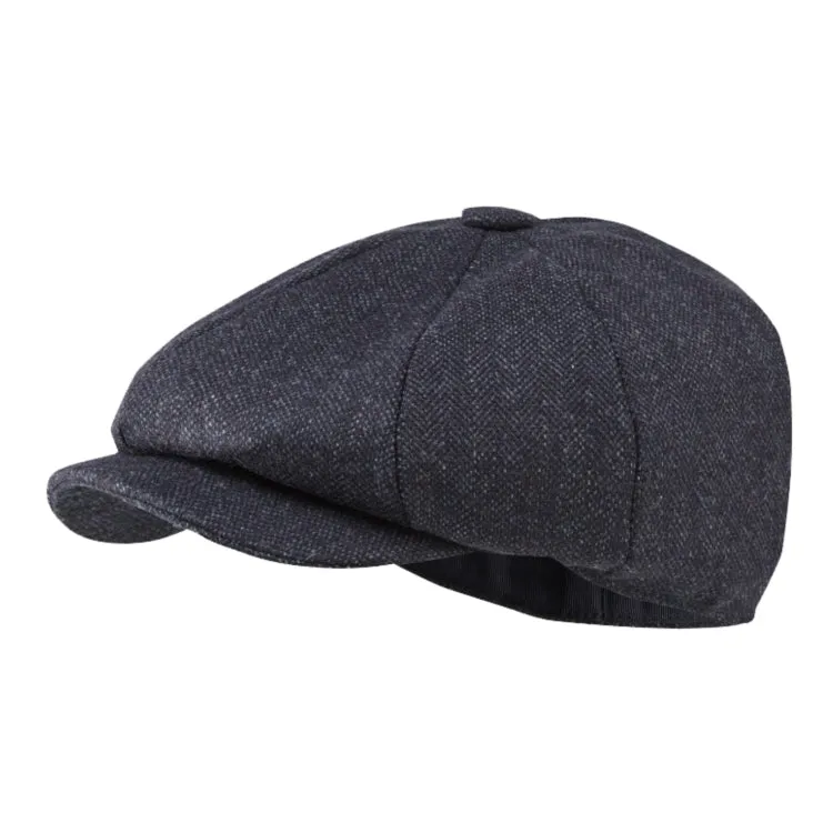 Schoffel Ladies Newsboy Cap - Navy Herringbone