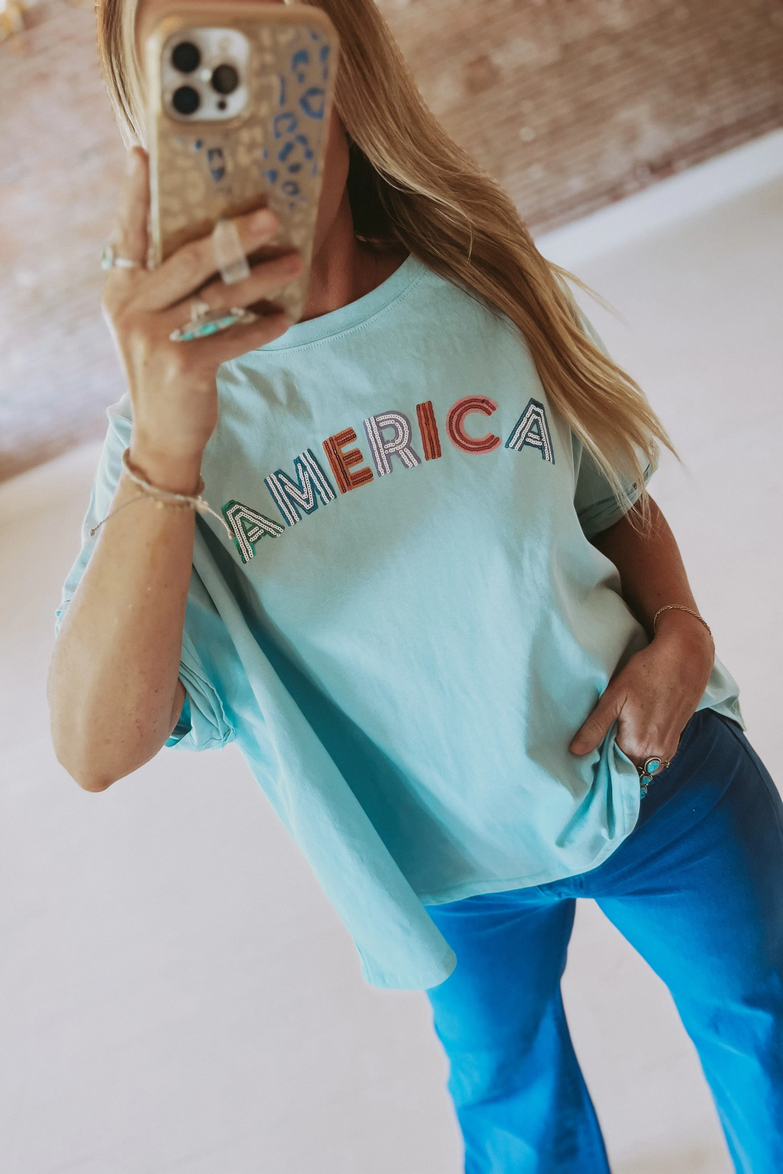 Sequin AMERICA Boxy Top