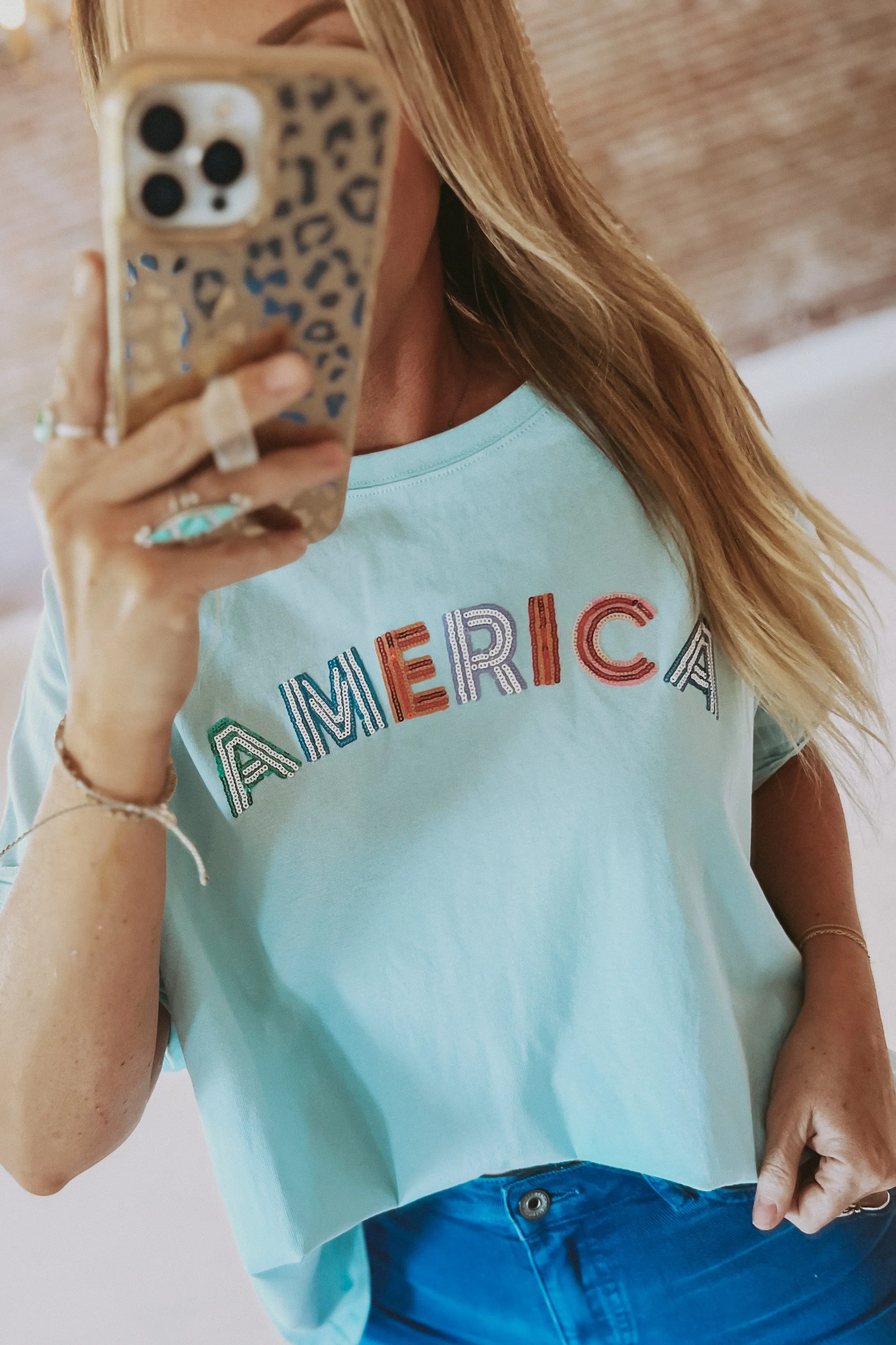 Sequin AMERICA Boxy Top
