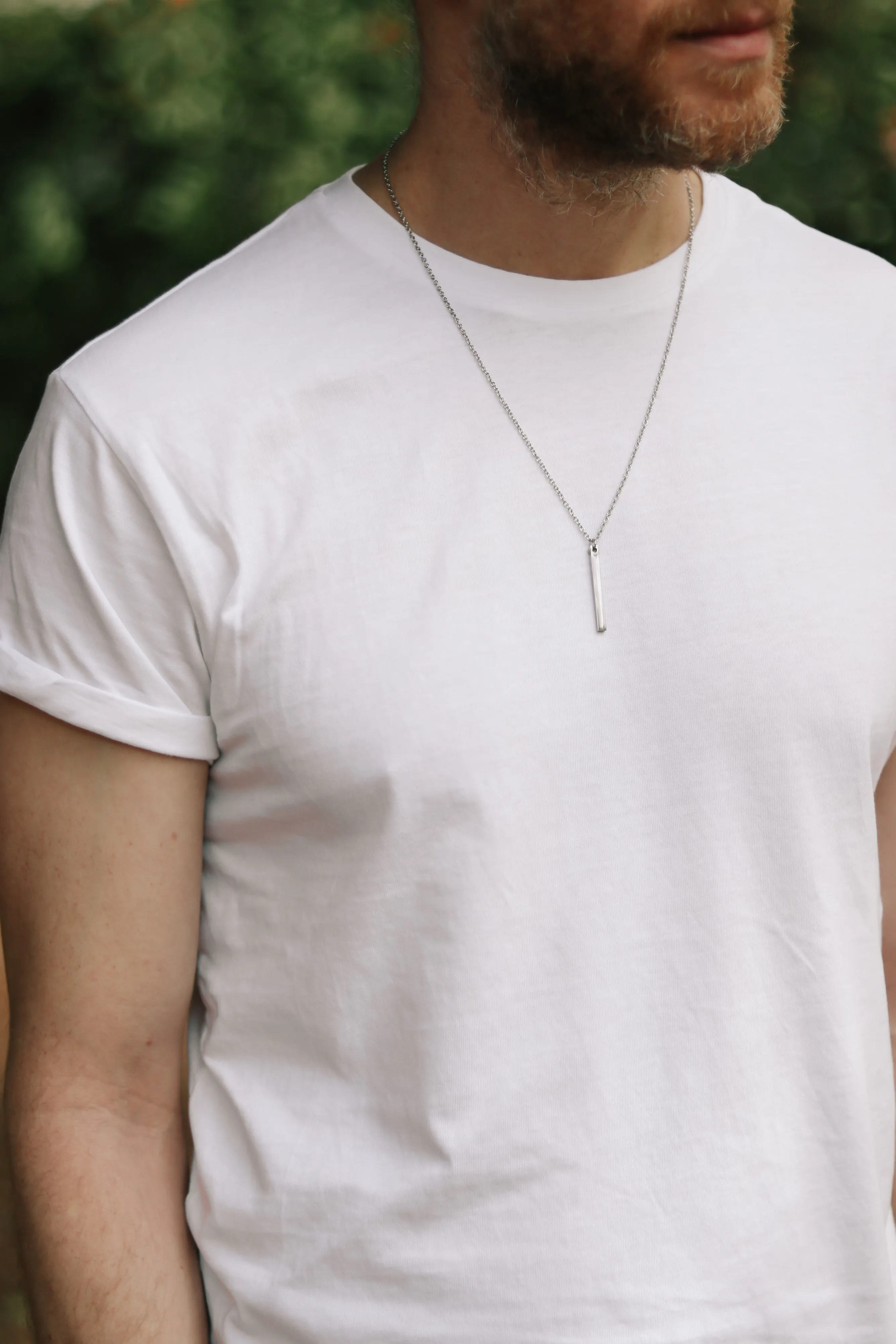 Silver bar necklace for men, chain necklace, waterproof, gift for him