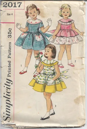 Simplicity 2017 Little Girls Party Dress Vintage Sewing Pattern 1950s