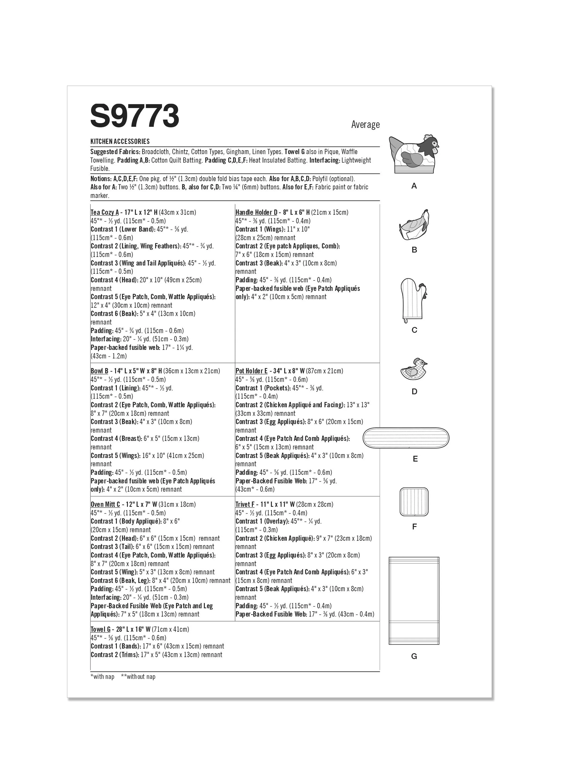 Simplicity Pattern S9773 Kitchen Accessories