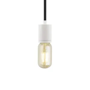 Soco 16 Ft Cord Pendant Light White Finish Black & White Cord