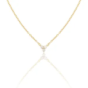 Solid Gold Floating Diamond Cluster Necklace