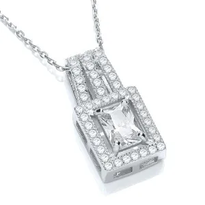 Sterling Silver Baguette Cluster CZ Necklace