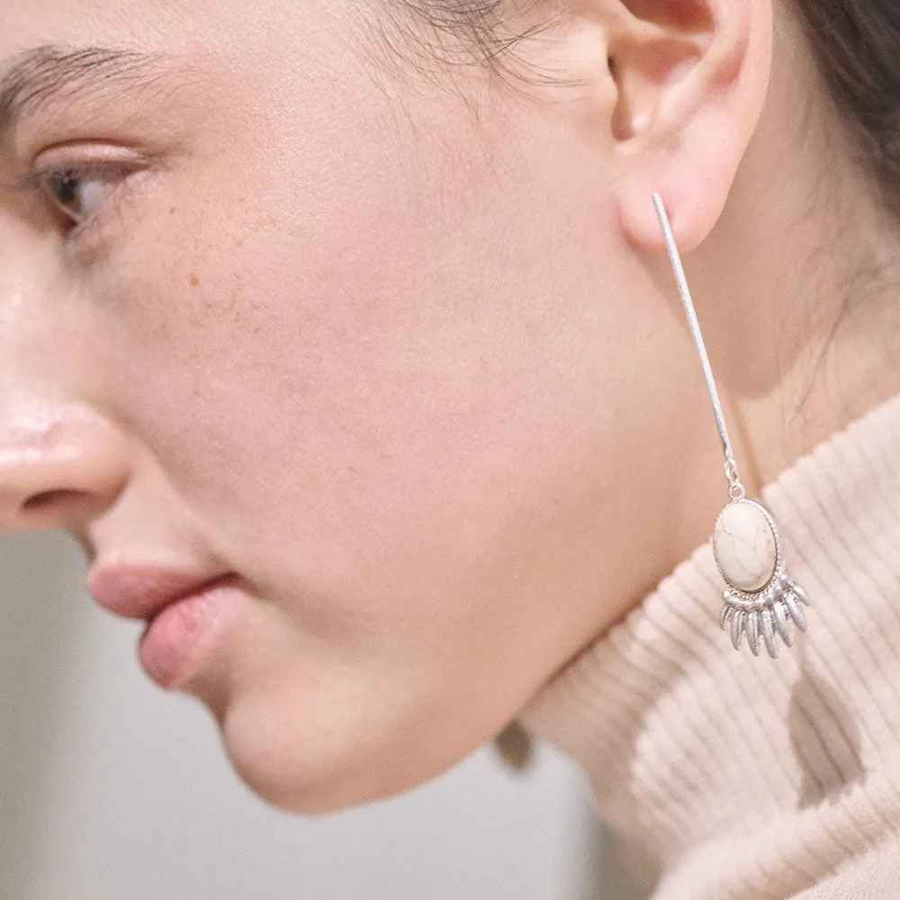 Stone Fringe Stick Earrings