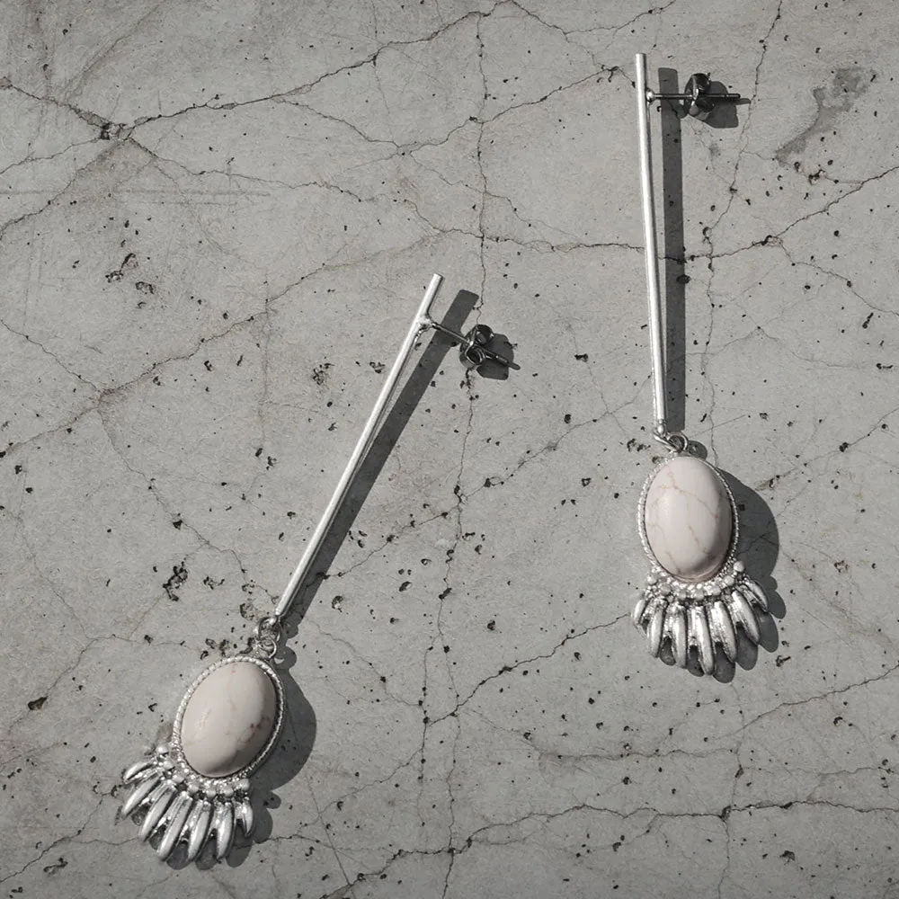 Stone Fringe Stick Earrings