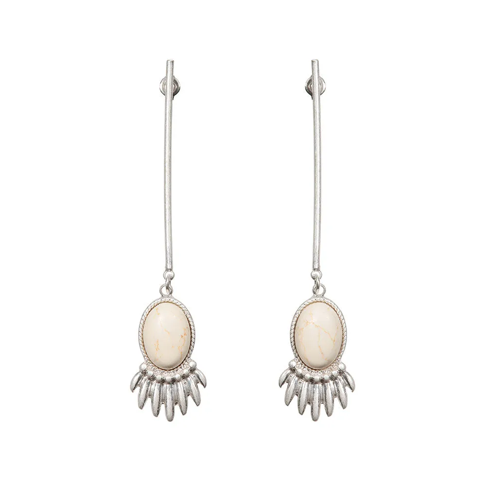 Stone Fringe Stick Earrings