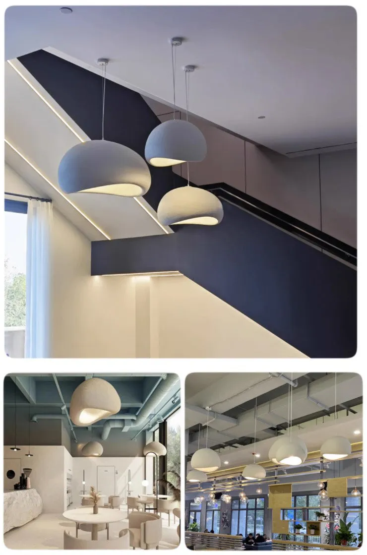 Stucco Textured Pebble Stone Plaster Pendant Light