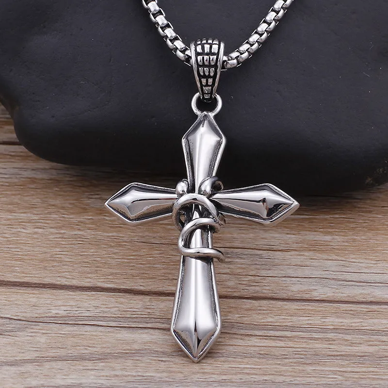 Stylish Men's Stainless Steel Cross Pendant in Korean Titanium Steel