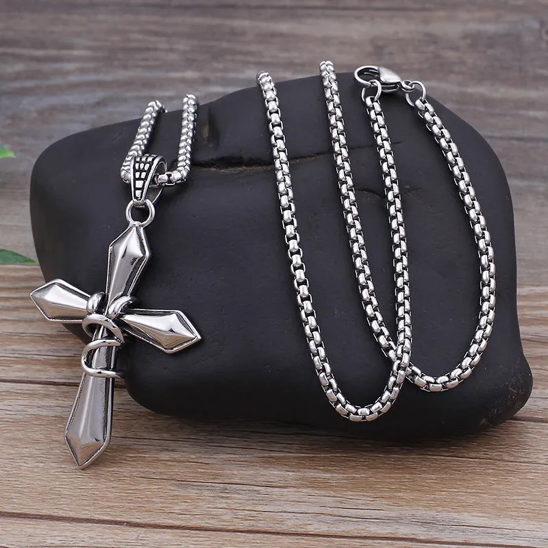 Stylish Men's Stainless Steel Cross Pendant in Korean Titanium Steel