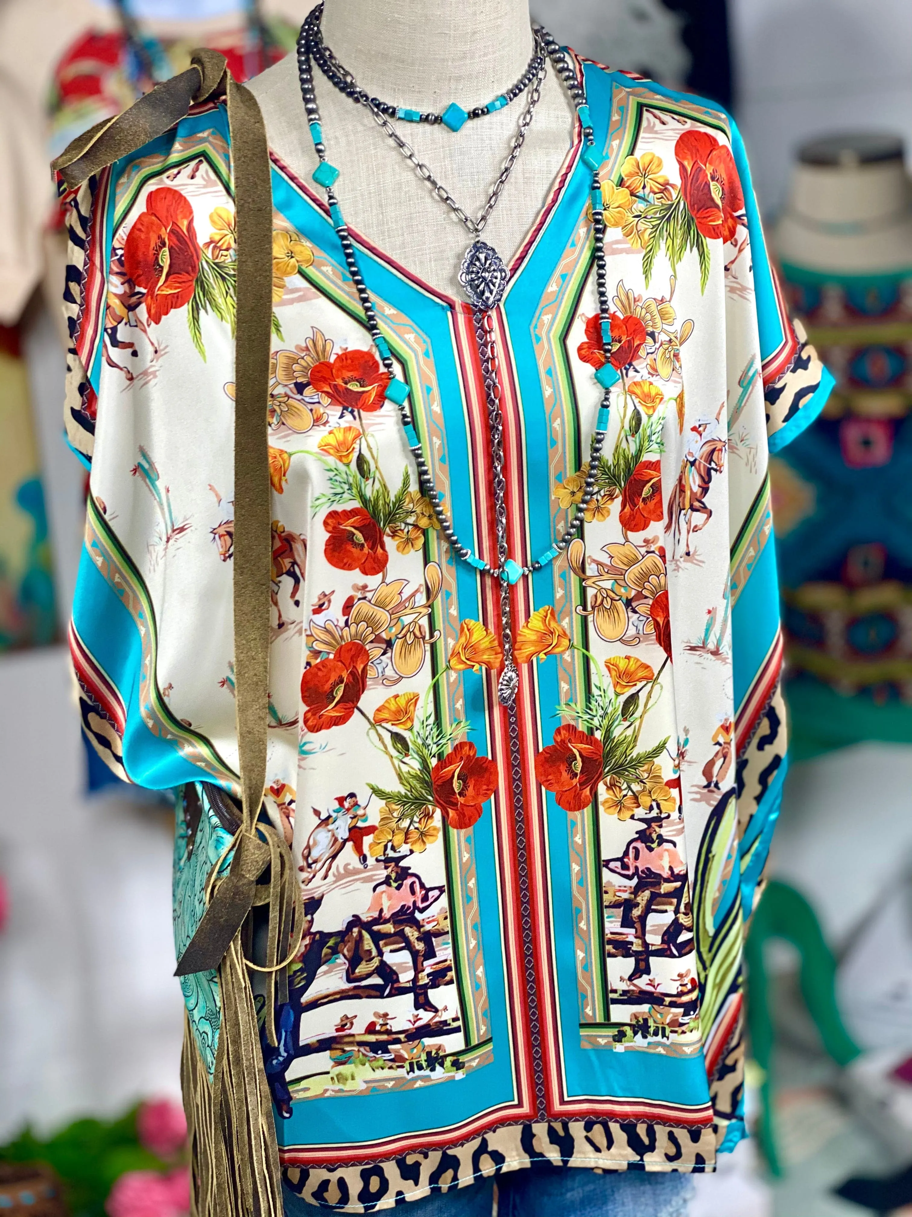 The Satin Floral Punchy Poncho Top