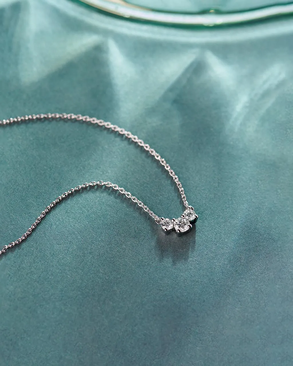 Three Stone Diamond Bar Necklace