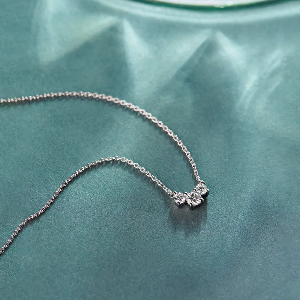 Three Stone Diamond Bar Necklace