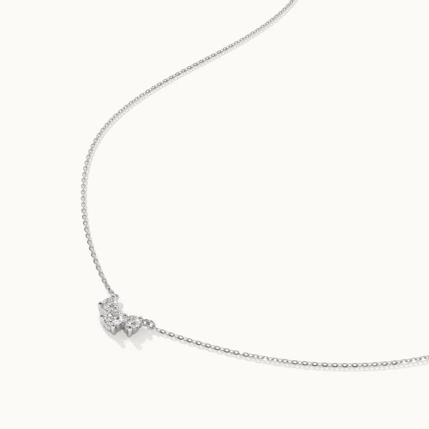 Three Stone Diamond Bar Necklace